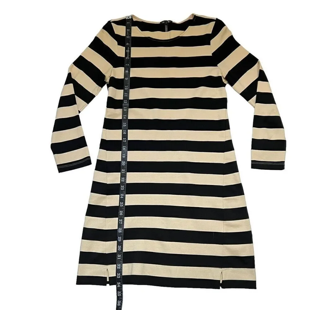 Theory Small Onita Dress 3/4 Sleeves Cream and Black Striped Dress Size  S/P - Picture 9 of 13